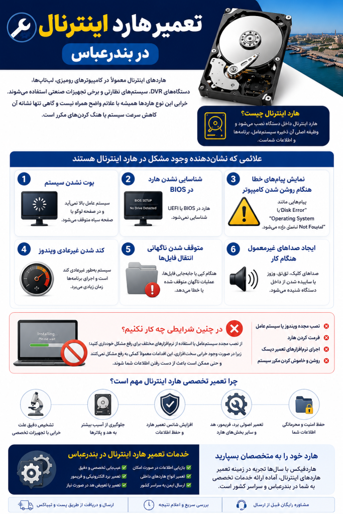 تعمیر هارد اینترنال در بندرعباس