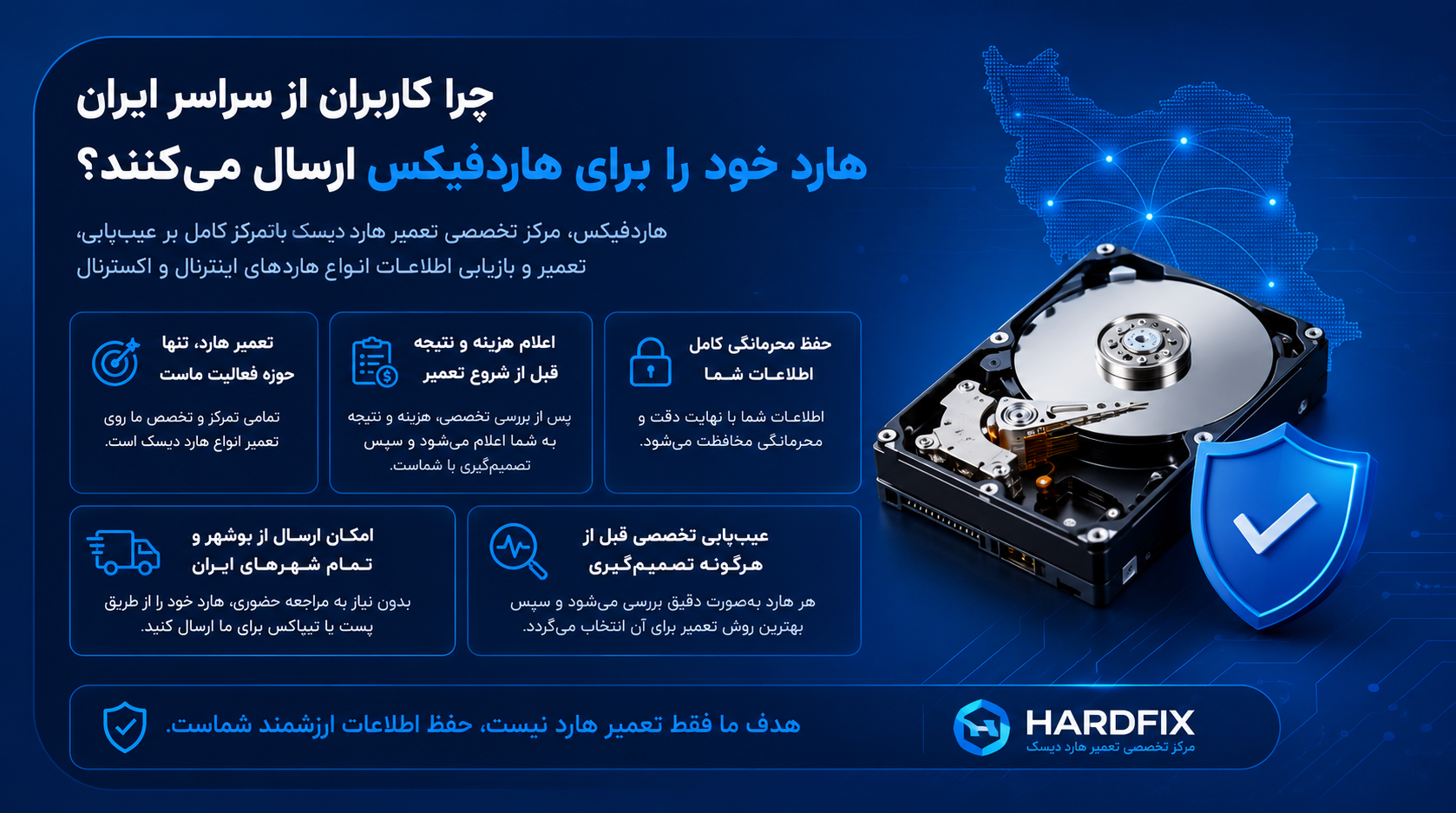 چرا مشتریان از بوشهر و سراسر ایران هارد خود را برای تعمیر به هاردفیکس ارسال میکنند؟